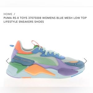 PUMA RS-X TOYS WOMENS BLUE MESH LOW TOP LIFESTYLE SNEAKERS